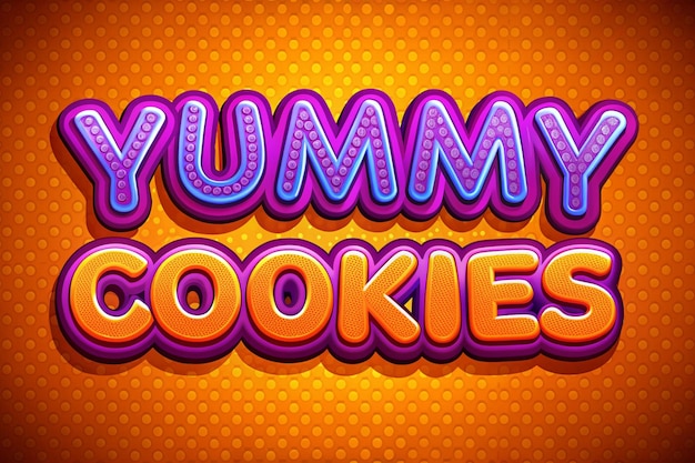 Efecto de texto 3D de galletas deliciosas