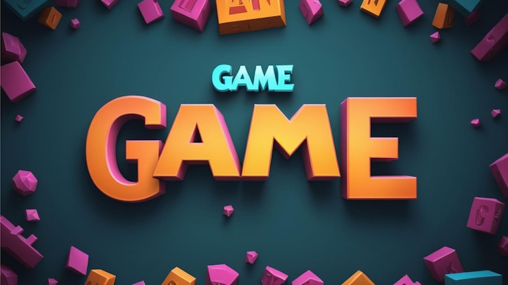 Foto efecto de texto 3d del juego con fondo
