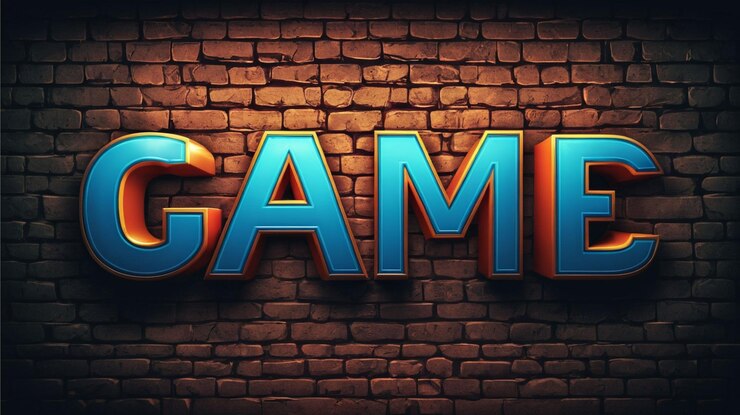 Foto efecto de texto 3d del juego con fondo