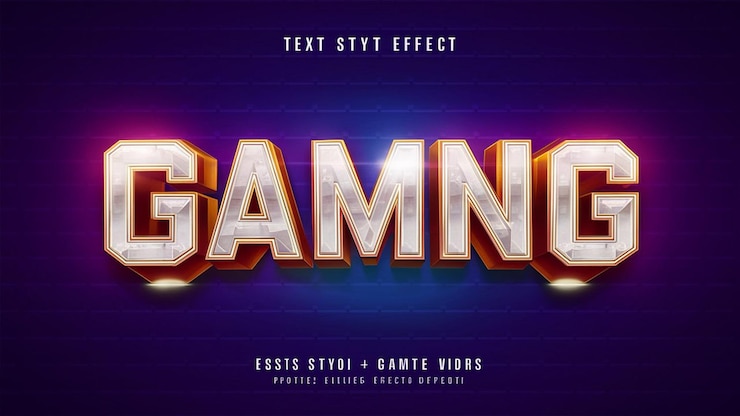 Foto efecto de texto 3d de juegos efecto de estilo de texto con tema de luz colorido