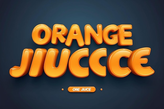 Foto efecto de texto 3d de jugo de naranja estilo de texto editable adecuado para las necesidades del producto naranja