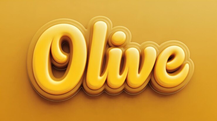 Foto efecto de texto 3d "oliva" para la marca de alimentos