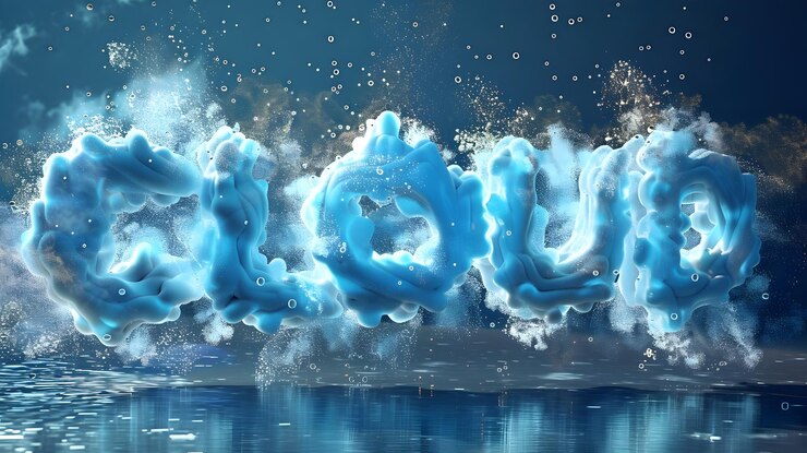 Foto efecto de texto animado 3d de vapor de niebla giratorio para cloud