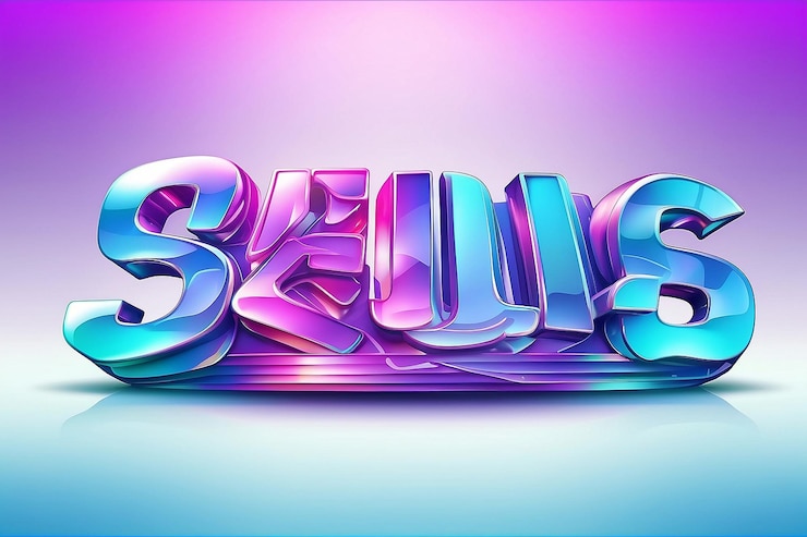 Foto efecto de texto brillante colorido 3d editable vectorial estilo gráfico de vidrio holográfico púrpura azul