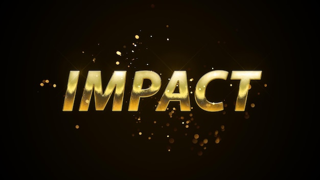 Foto un efecto de texto dorado con la palabra impacto.