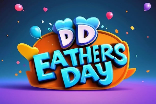 Efecto de texto editable Feliz Día del Padre 3d Estilo de plantilla de dibujos animados vecto premium