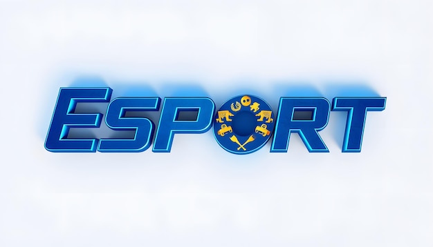 Efecto de texto editable para juegos de eSport con color azul aislado con resaltos blancos