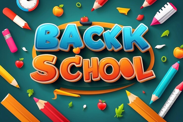 Foto efecto de texto editable regreso a la escuela estilo de plantilla de dibujos animados tradicional 3d vector premium