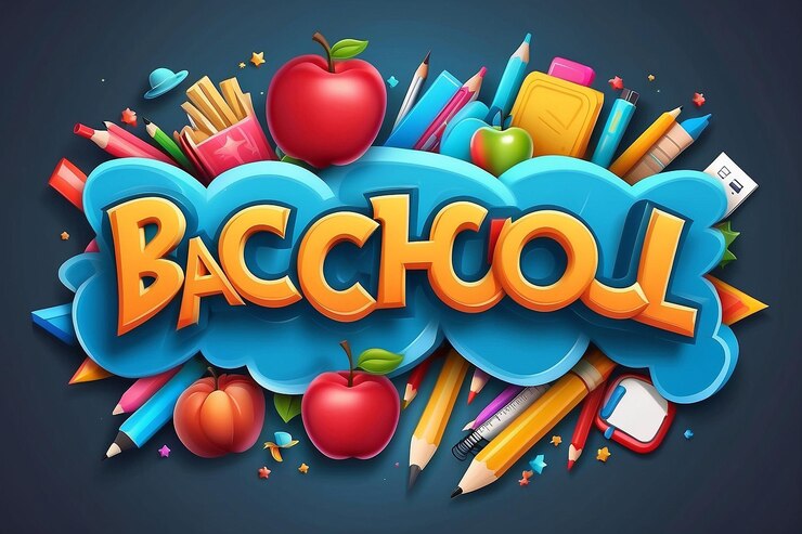 Foto efecto de texto editable regreso a la escuela estilo de plantilla de dibujos animados tradicional 3d vector premium