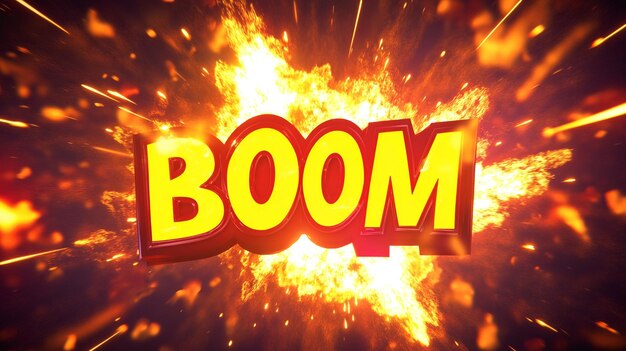 Efecto de texto de explosión de fuego boom
