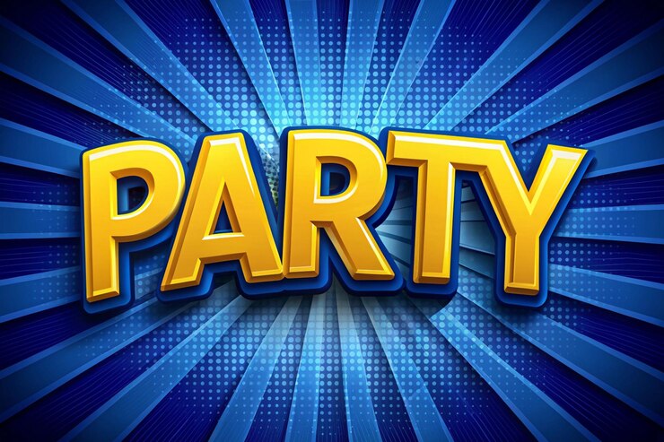 Foto efecto de texto de la fiesta 3d