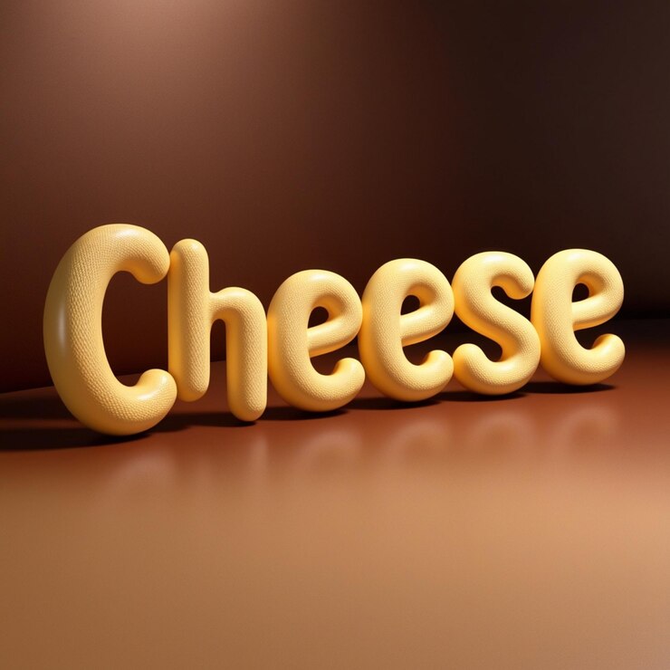 Foto efecto de texto de fuente 3d de queso