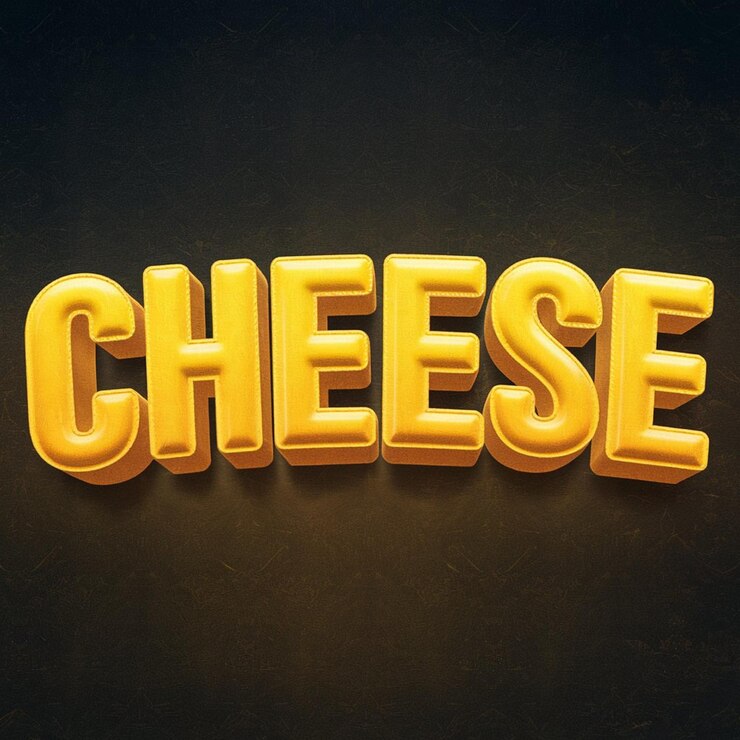 Foto efecto de texto de fuente 3d de queso