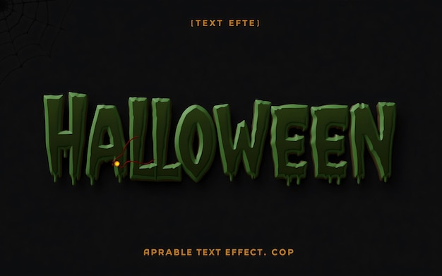 Efecto de texto de Halloween de goteo verde para diseños de Halloween espeluznantes y festivos