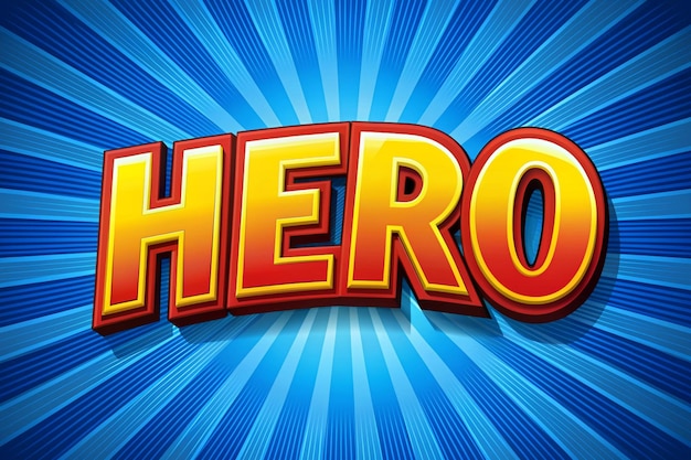 Efecto de texto de héroe 3D