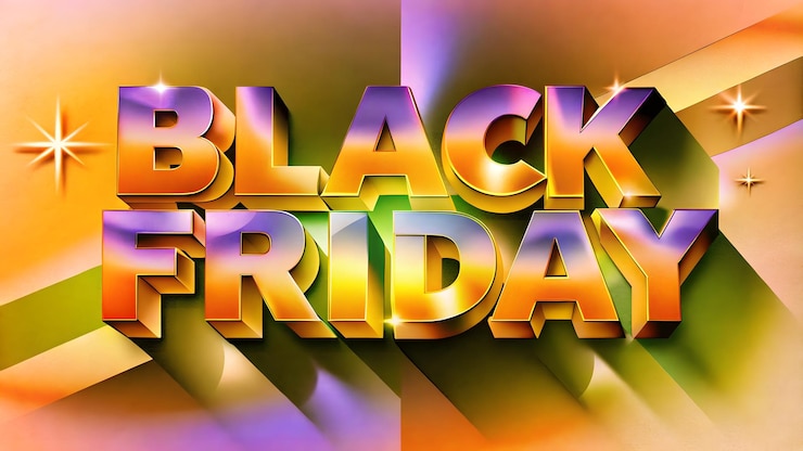 Foto efecto de texto del letrero de venta del viernes negro en 3d