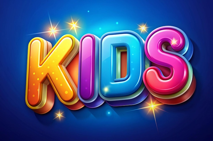 Foto efecto de texto para niños en 3d