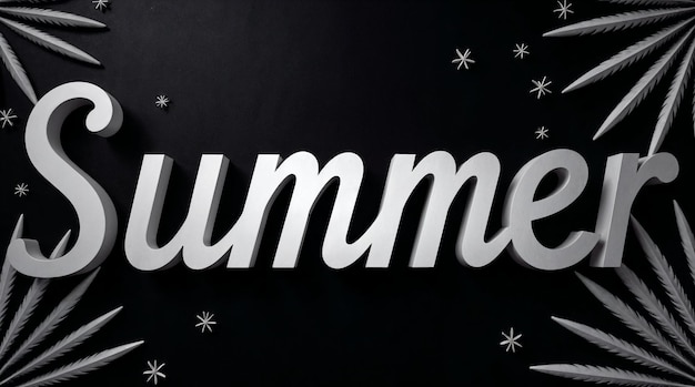 Efecto de texto de verano con elementos decorativos