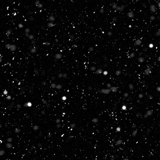 Efecto de textura de nieve blanca natural aislado sobre fondo de noche negra