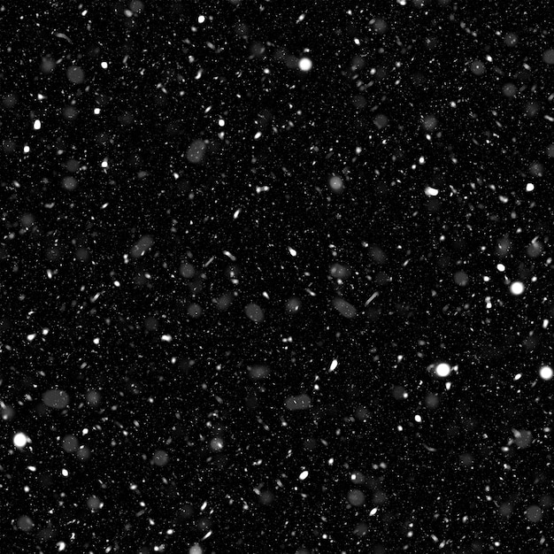 Foto efecto de textura de nieve blanca natural aislado sobre fondo de noche negra
