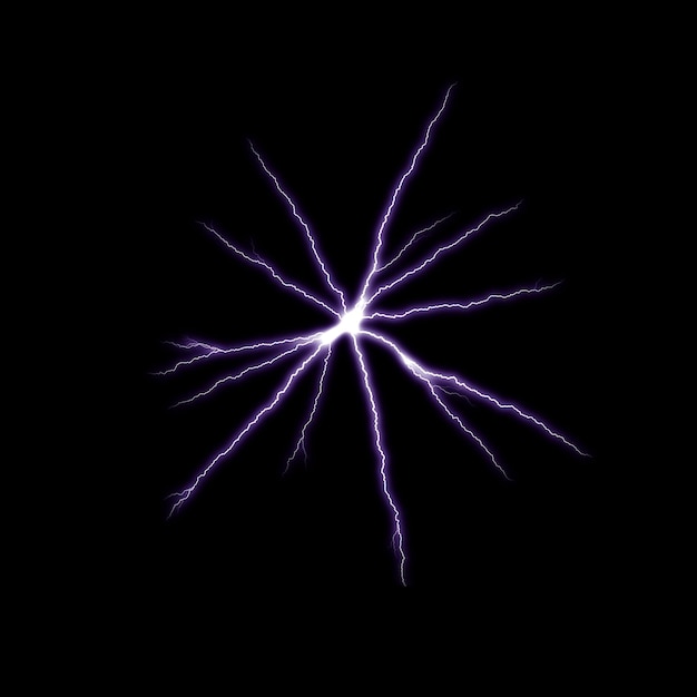 Efecto visual de flash eléctrico realista aislado en el fondo de la noche negra