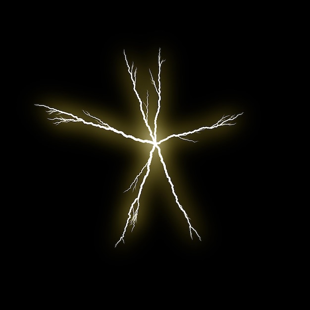 Efecto visual de flash eléctrico realista aislado en el fondo de la noche negra