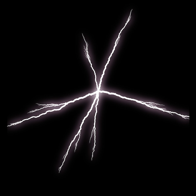 Foto efecto visual de flash eléctrico realista aislado sobre fondo de noche negra