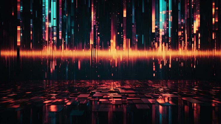 Efectos de glitch digital abstractos en una paleta de humor oscuro