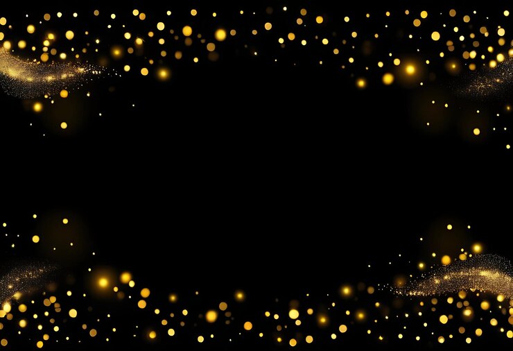 Foto efeito de brilho dourado de luxo abstrato brilhando em fundo preto