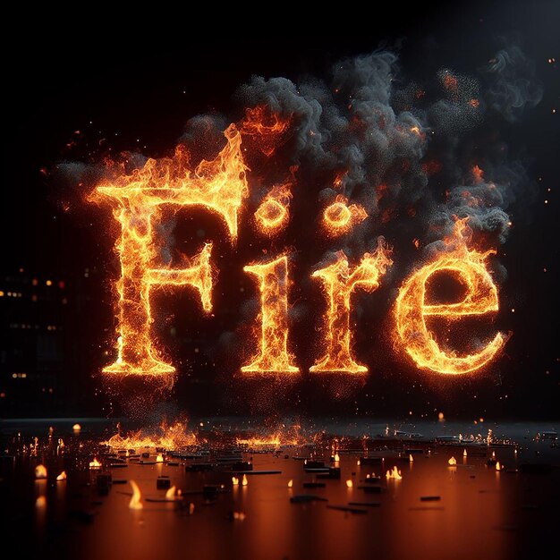 Efeito de fogo realista na palavra Fire Text Effect