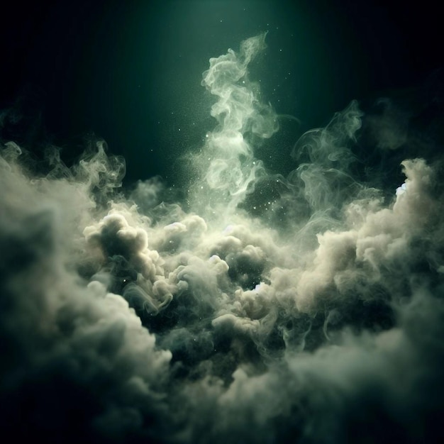 Foto efeito de fumaça branca em fundo preto generative ai
