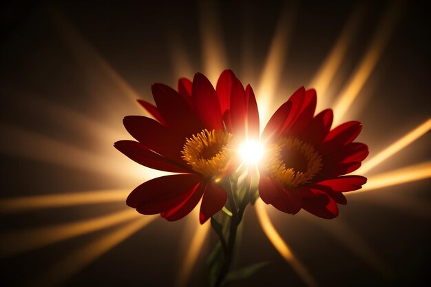 Foto efeito de luz de flor rosa de reflexo de lente gerado por ai