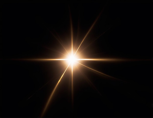 Efeito de luz transparente dourado lente digital flare flare luminoso luz transparente