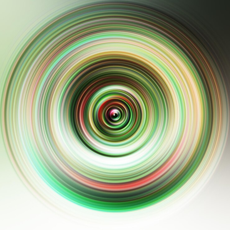 Foto efeito de movimento radial colorido fundo arredondado abstrato curvas de cor e esfera anéis e círculos de gradiente de várias cores papel de parede textura colorida pano de fundo e bandeira