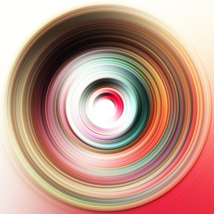 Foto efeito de movimento radial colorido fundo arredondado abstrato curvas de cor e esfera anéis e círculos de gradiente de várias cores papel de parede textura colorida pano de fundo e bandeira