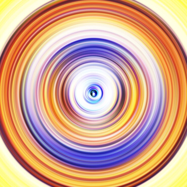 Foto efeito de movimento radial colorido fundo arredondado abstrato curvas de cor e esfera