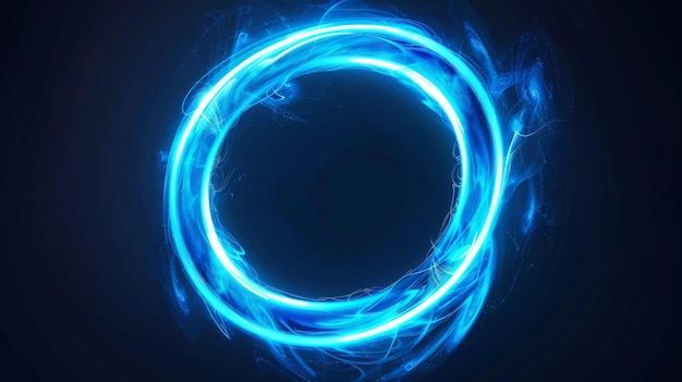 Efeito de redemoinho mágico em luz azul Efeito neônico de trilha de brilho para jogo de fantasia Espiral png circular swoosh elemento desfocado Recurso de rastreamento de energia abstrato isolado
