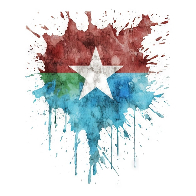 Efeito de respingo de bandeira do Azerbaijão Imagem aquarela de bandeira do Azerbaijão ai em fundo branco