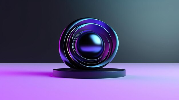 efeito de sombra preta animado 3D do círculo azul com uma esfera circular no estilo de roxo