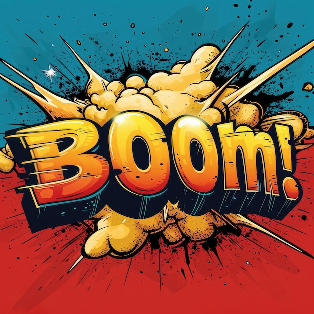Foto efeito de texto boom word boom estilo gráfico de design