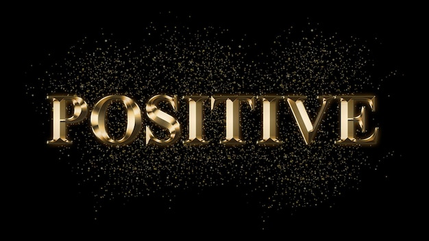 Foto efeito de texto dourado positivo título dourado com faíscas título do texto revestido de ouro