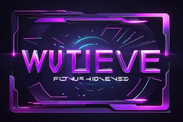 Efeito de texto metaverso violeta futurista moderno com painel de hologramas