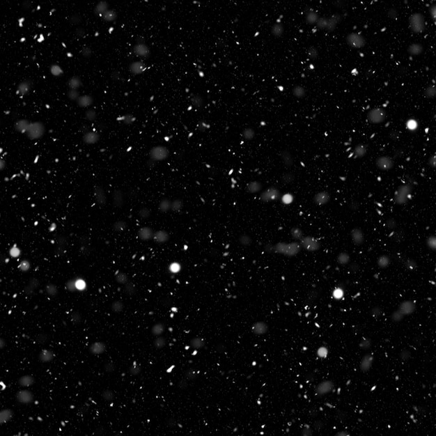 Foto efeito de textura de neve branca natural isolada no fundo da noite negra