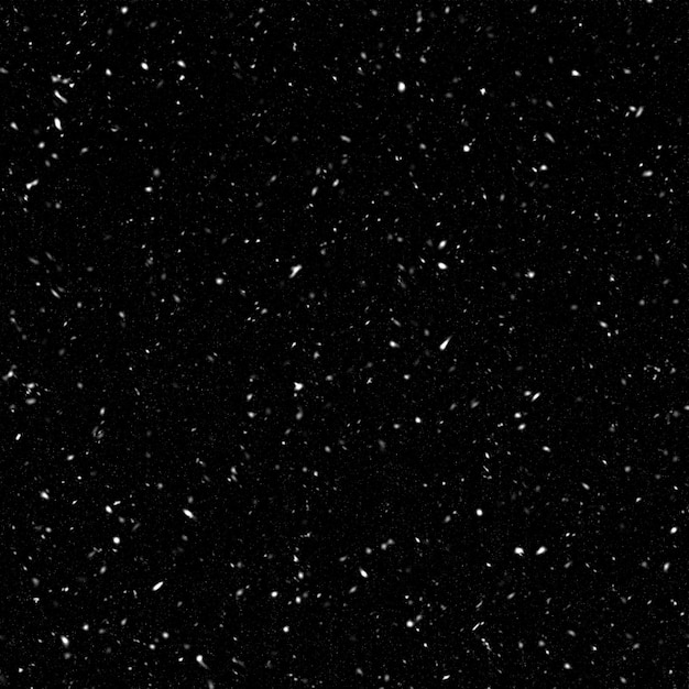 Efeito de textura de neve branca natural isolada no fundo da noite negra