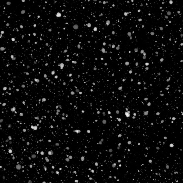 Efeito de textura de neve branca natural isolada no fundo da noite negra