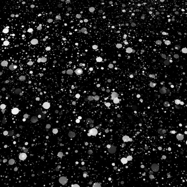 Efeito de textura de neve branca natural isolada no fundo da noite negra