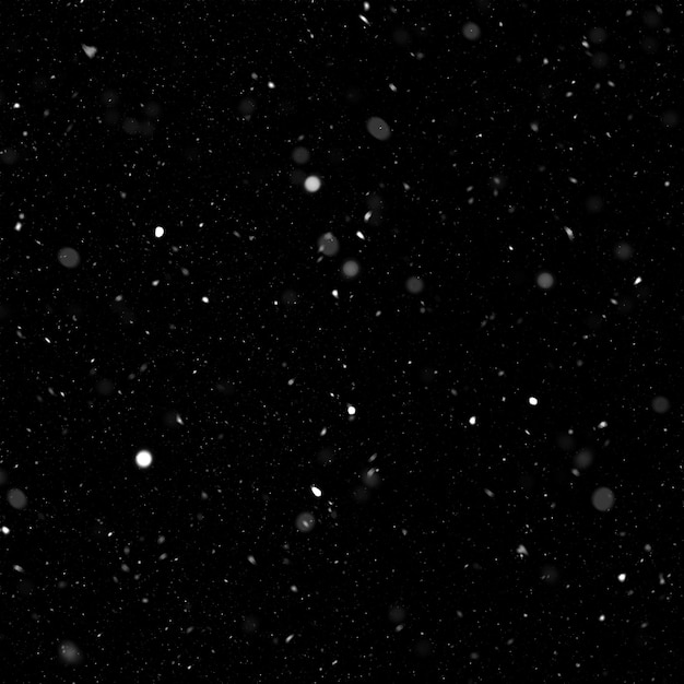 Efeito de textura de neve branca natural isolada no fundo da noite negra