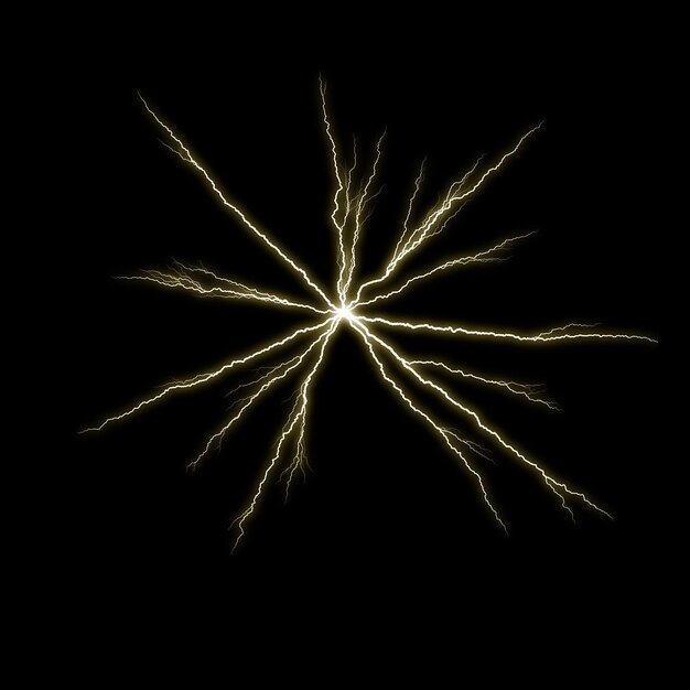 Foto efeito visual de flash elétrico realista isolado no fundo da noite negra