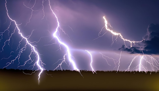 Efeitos avançados de raios e tempestades de iluminação e eletricidade de raios no céu