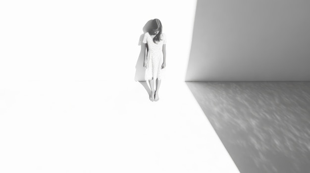 Efêmero Monoha Uma Mulher Em Um Salão Branco 8k Imagem 3D Com So
